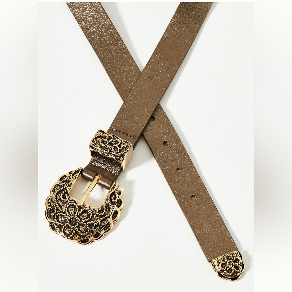 Leather Anthropologie NWT Streets Ahead Floral Western Belt Made in USA size S.